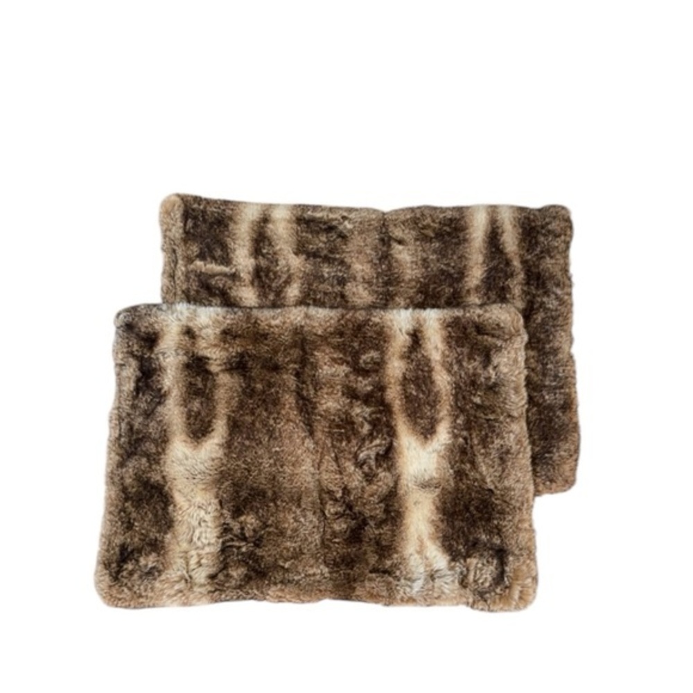 NEW 2 x Pottery Barn Caramel Ombré‎ Faux Fur Placemats 20” x 14”